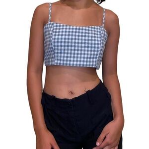 brandy melville plaid green crop top